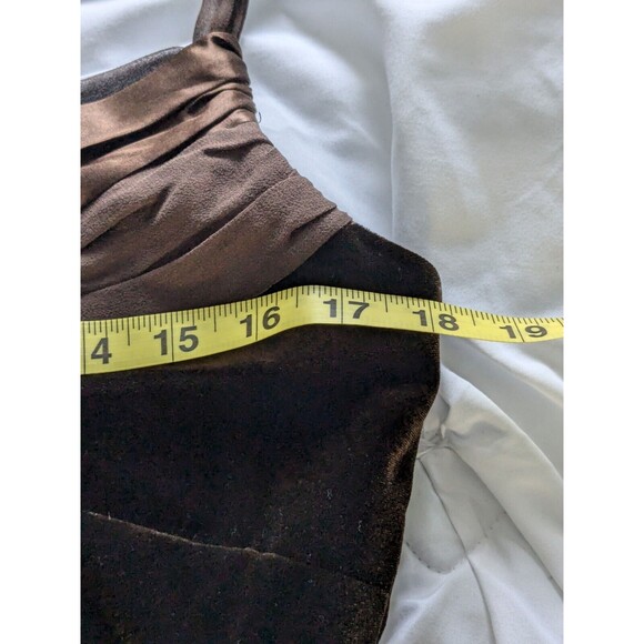 Signature Robbie Bee Dress Women's Sz 12 Chocolate Velvet Lattice Satin Cocktail - Picture 11 of 12